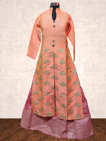 Peach & Pink Silk Kurta Set Ensemble