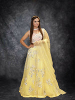 Lemon Yellow Lehenga With Baby Pink Blouse