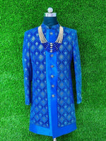 Rama Blue Elegance: Chiffon Clerical Fusion