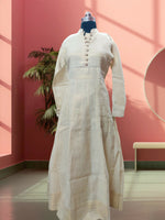 Opulent Charm Off-White Banarasi Silk Kalidar kurta Timeless Elegance