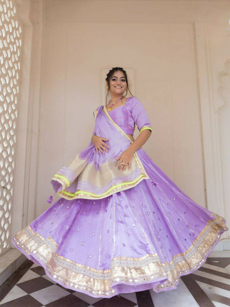 Lavender Delight: Mirror Work Chaniya Choli