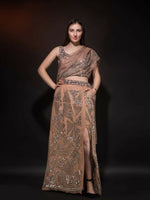 Peach Lehenga Choli with Silver Hand Work Embroidery