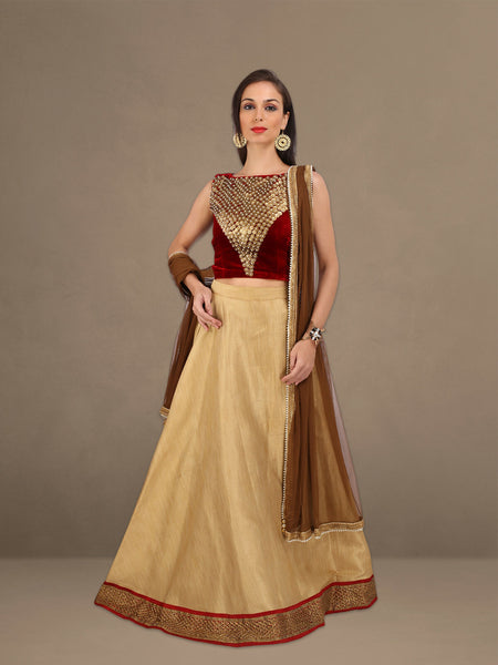 Exquisite Velvet Brocade Lehenga Set