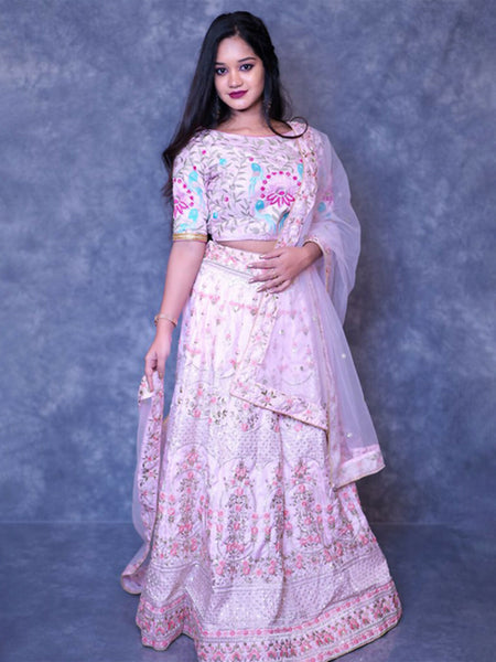 Blushing Bride: Light Pink Wedding Lehenga Choli - Embrace Eternal Romance