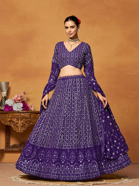 Elegant Purple Georgette Lehenga Choli