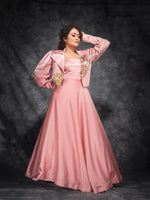 Peach Pink Milano Silk Gown & Jacket