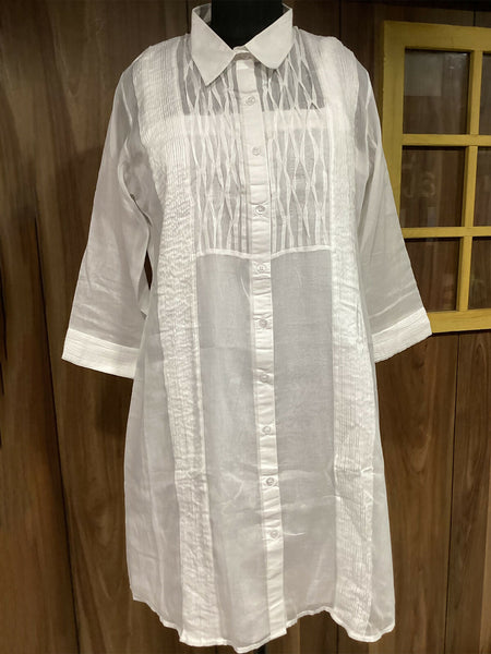 White Mul Paint & Short Collar Kurta