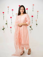 Elegant Chanderi Kurta Set: Intricate Embellishments in Peach Pink