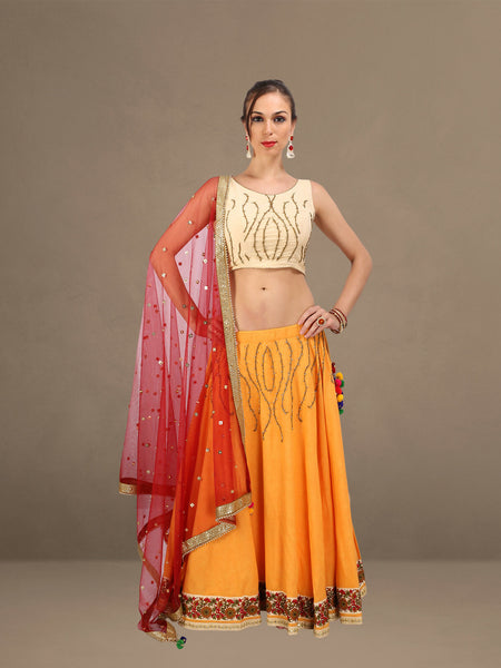 Zardoshi Elegance: Cotton Silk Lehenga Set