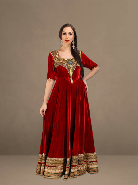 Regal Velvet Anarkali Suit: A Timeless Elegance