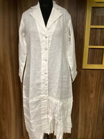 Notched Shirt Pattern White Linen Kurta Pant