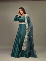 Peacock Blue Gown With Dupatta