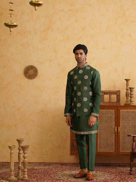 Green Embroidered Kurta Set