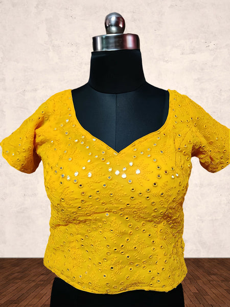 Sunny Sequined Scoop Back Cotton Blouse