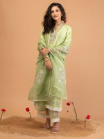 Lime Blossom Chanderi Organza Suit Ensemble