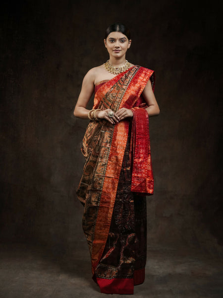 Tangerine Touch Crafty Designer Tissue Silk Saree