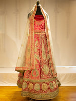 Pink Velvet Bridal Lehenga with Sequin and Zardosi Embellishments