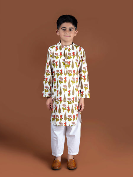 White Gulbhag Kurta Set