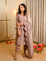 Lavender Bloom: Floral Handwork Organza Kurta-Pant Set