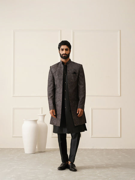 Black Resham Embroidered Indo-Western Ensemble