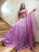 Lustrous Lavender Pearl Chaniya Choli Ensemble