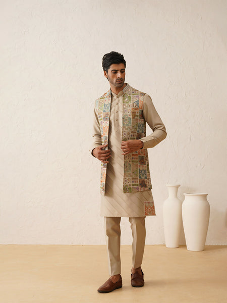 Multi Embroidered Kurta with Pyjamas