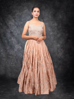 Beige Gown With Dusty Beige Color Hand Embroidery